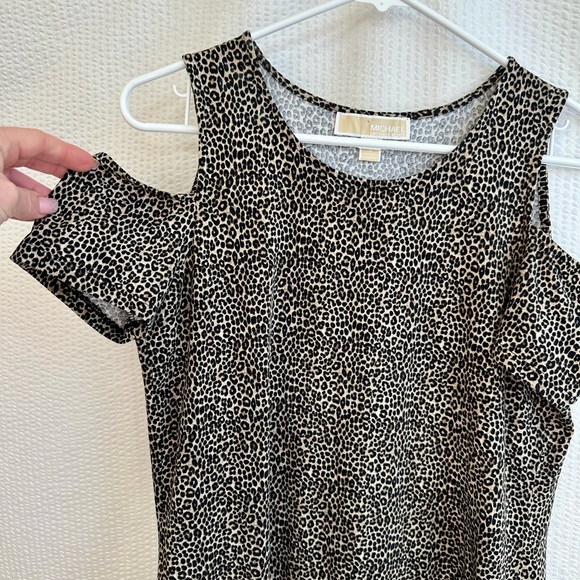 Michael Kors Women’s Leopard Print Black Tan Cold Shoulder Dress Size: Small - Picture 3 of 10